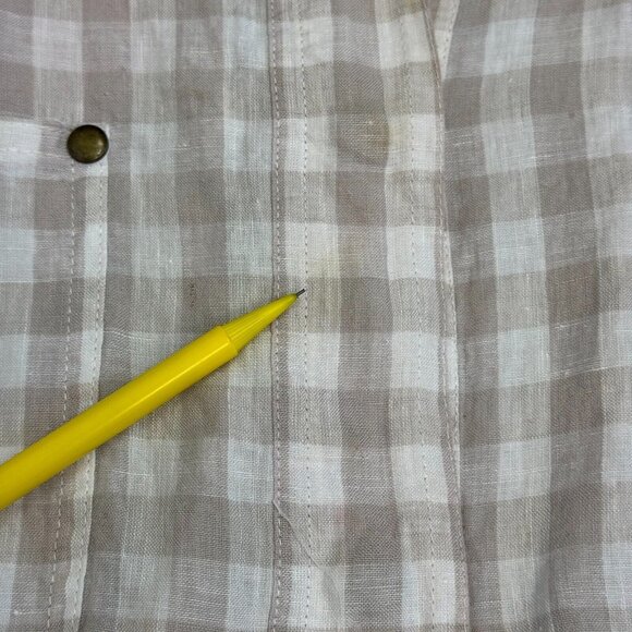 Johnny Was Workshop Adele Gingham Women's Overshirt Linen Embroidered Size Small - Picture 11 of 15